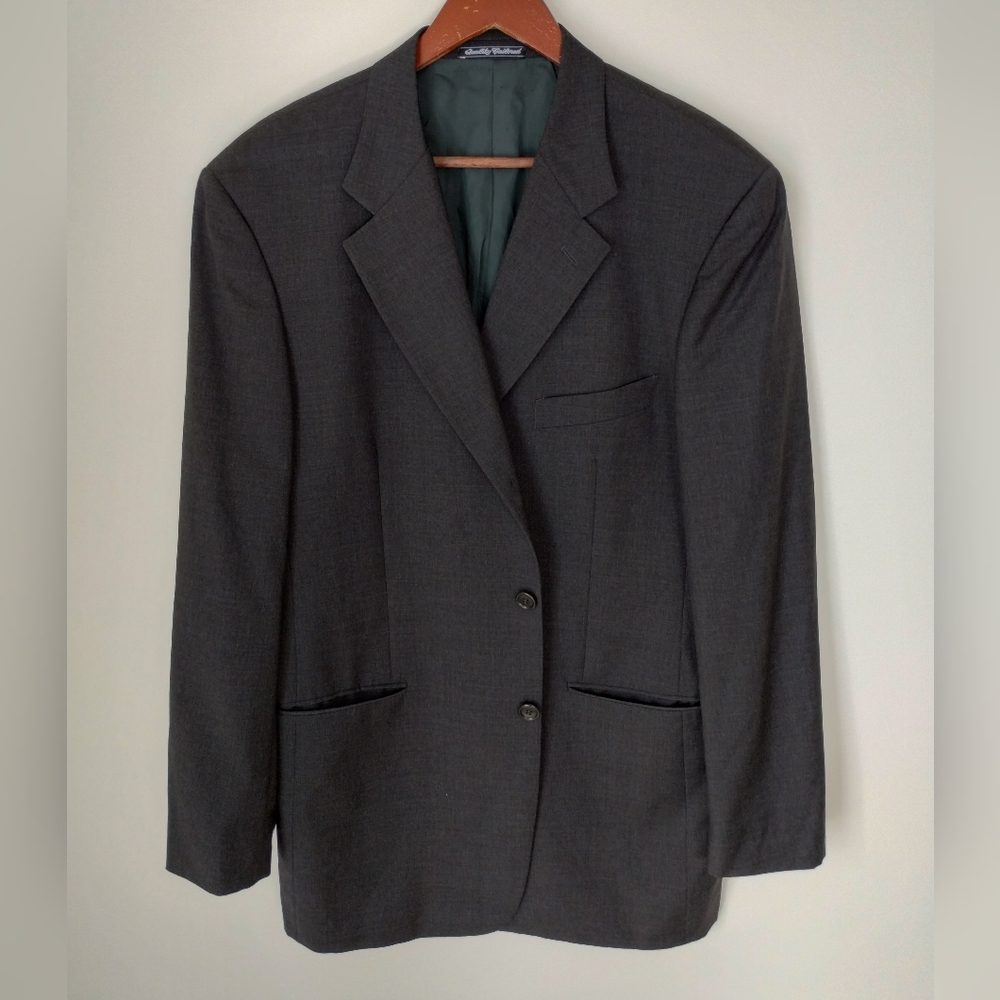 Harry Rosen x Loro Piana Zelander Wool Blazer Sport Coat Charcoal Grey 42L